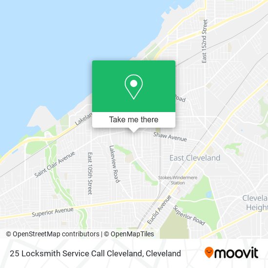 Mapa de 25 Locksmith Service Call Cleveland