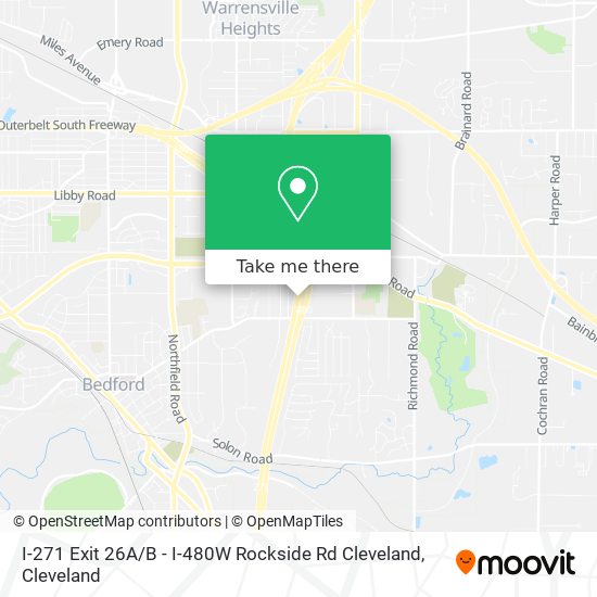 I-271 Exit 26A / B - I-480W Rockside Rd Cleveland map