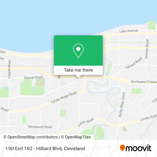 Mapa de I-90 Exit 162 - Hilliard Blvd