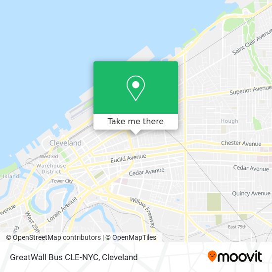 Mapa de GreatWall Bus CLE-NYC