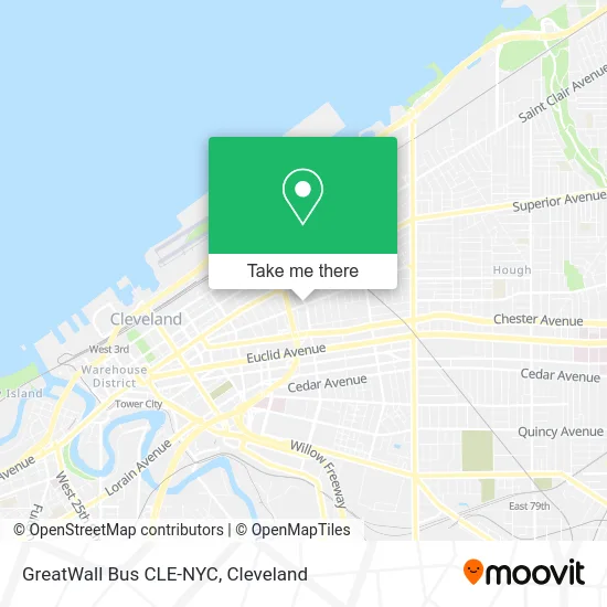 GreatWall Bus CLE-NYC map