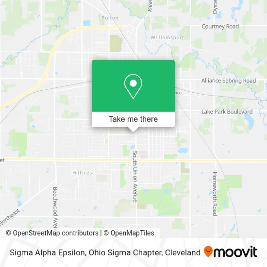 Sigma Alpha Epsilon, Ohio Sigma Chapter map