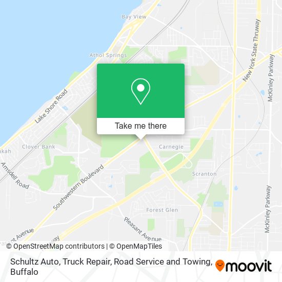 Schultz Auto, Truck Repair, Road Service and Towing map