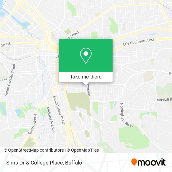 Sims Dr & College Place map