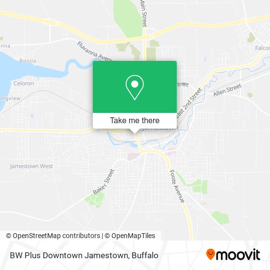 BW Plus Downtown Jamestown map