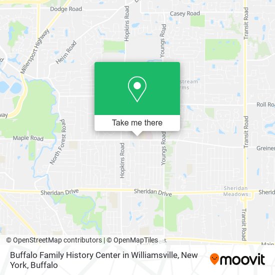 Mapa de Buffalo Family History Center in Williamsville, New York