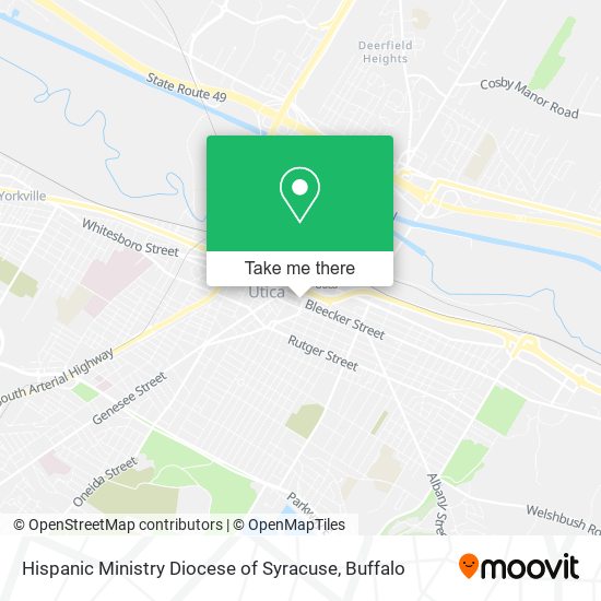 Mapa de Hispanic Ministry Diocese of Syracuse