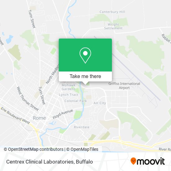 Mapa de Centrex Clinical Laboratories