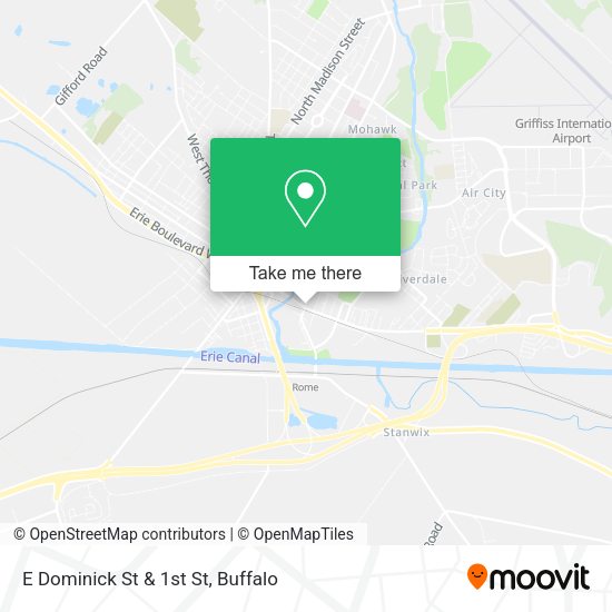 E Dominick St & 1st St map