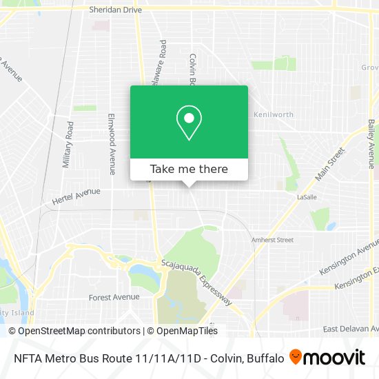 Mapa de NFTA Metro Bus Route 11 / 11A / 11D - Colvin
