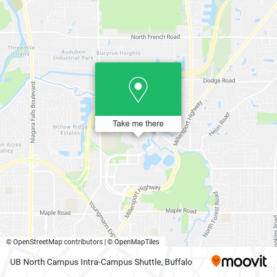 Mapa de UB North Campus Intra-Campus Shuttle