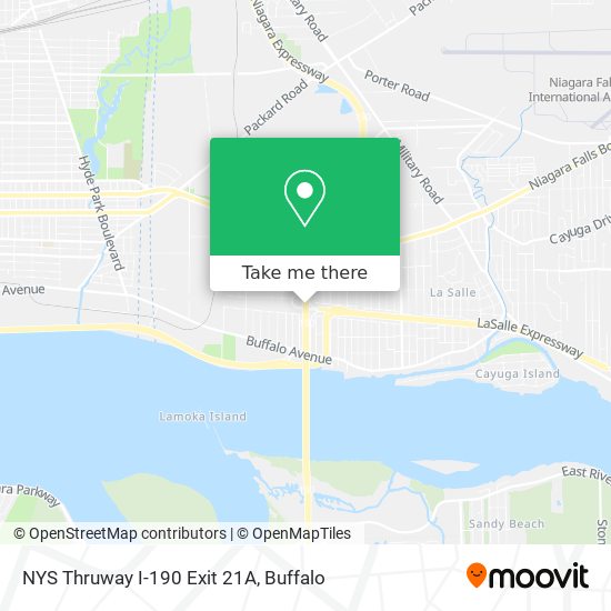 Mapa de NYS Thruway I-190 Exit 21A
