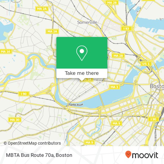 Mapa de MBTA Bus Route 70a