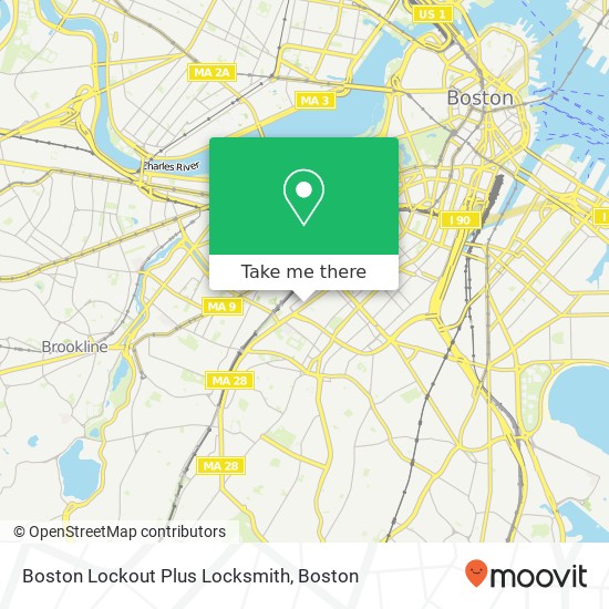 Mapa de Boston Lockout Plus Locksmith