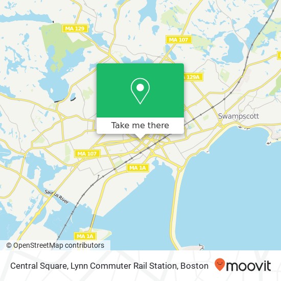 Mapa de Central Square, Lynn Commuter Rail Station
