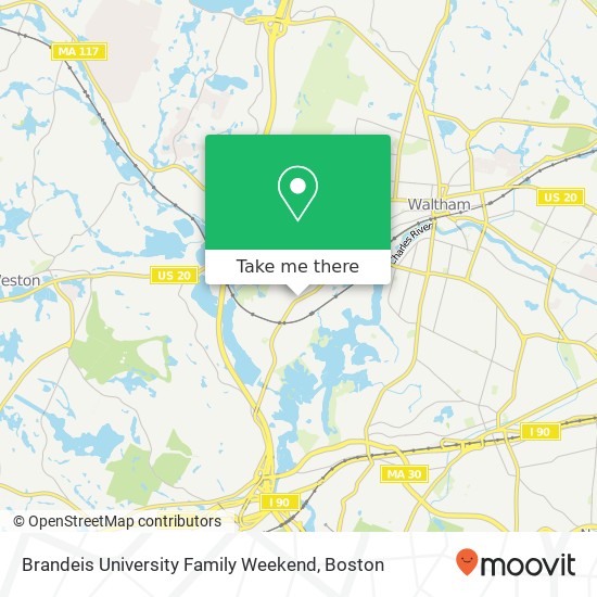 Brandeis University Family Weekend map