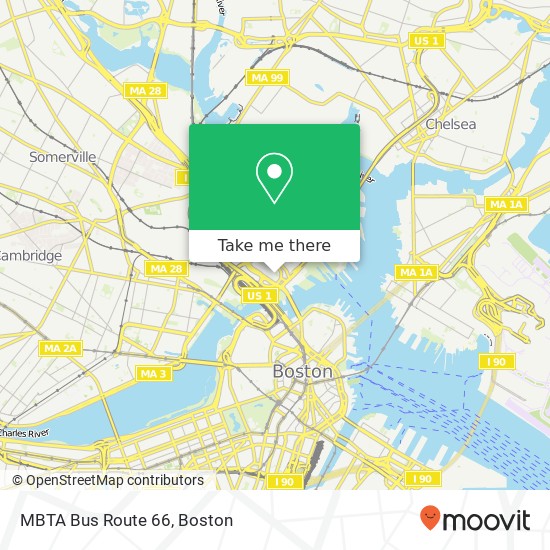 Mapa de MBTA Bus Route 66