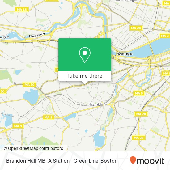 Mapa de Brandon Hall MBTA Station - Green Line