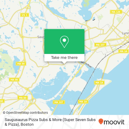 Saugusaurus Pizza Subs & More (Super Seven Subs & Pizza) map