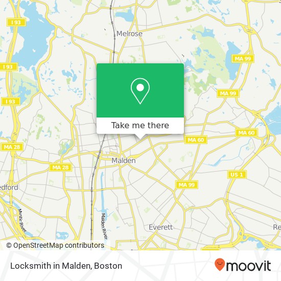 Locksmith in Malden map