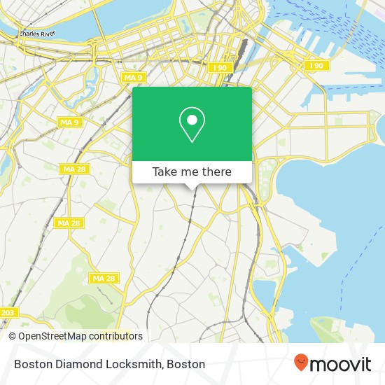 Mapa de Boston Diamond Locksmith