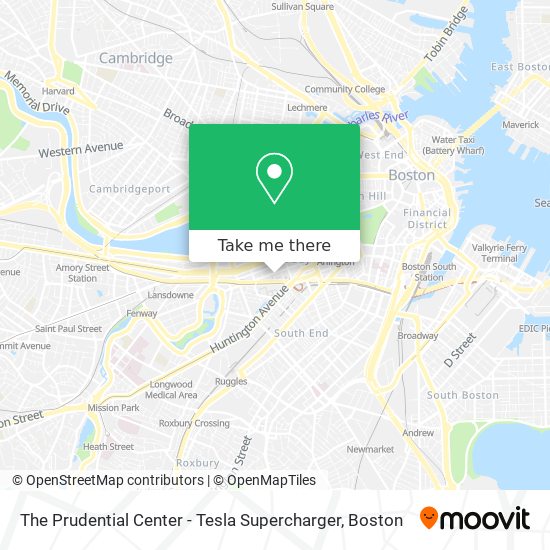 Mapa de The Prudential Center - Tesla Supercharger