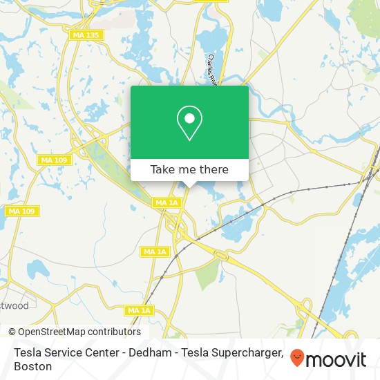 Mapa de Tesla Service Center - Dedham - Tesla Supercharger