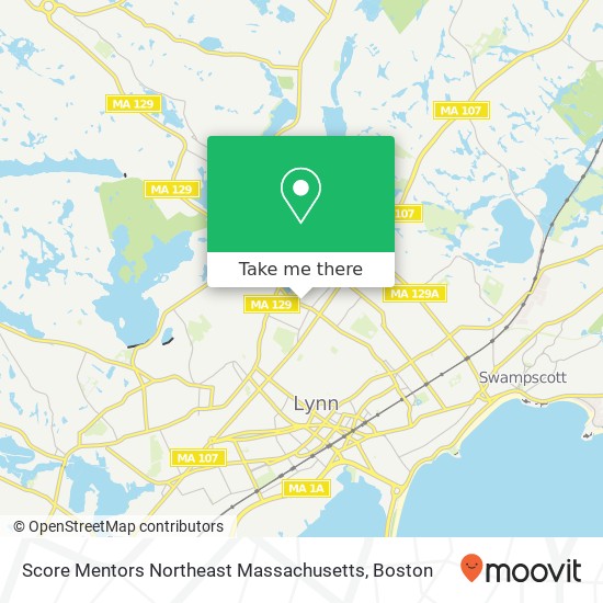 Mapa de Score Mentors Northeast Massachusetts