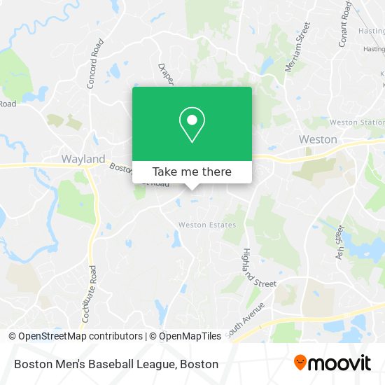 Boston Men's Baseball League map