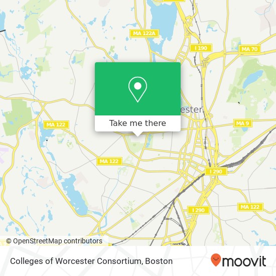 Colleges of Worcester Consortium map