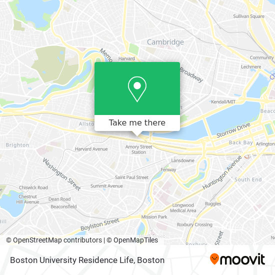 Mapa de Boston University Residence Life