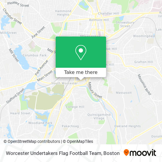 Mapa de Worcester Undertakers Flag Football Team