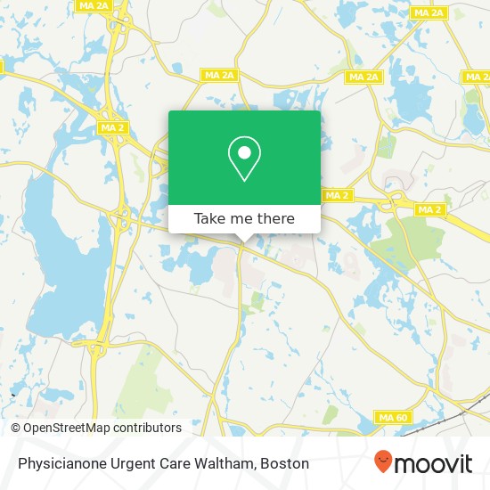 Mapa de Physicianone Urgent Care Waltham