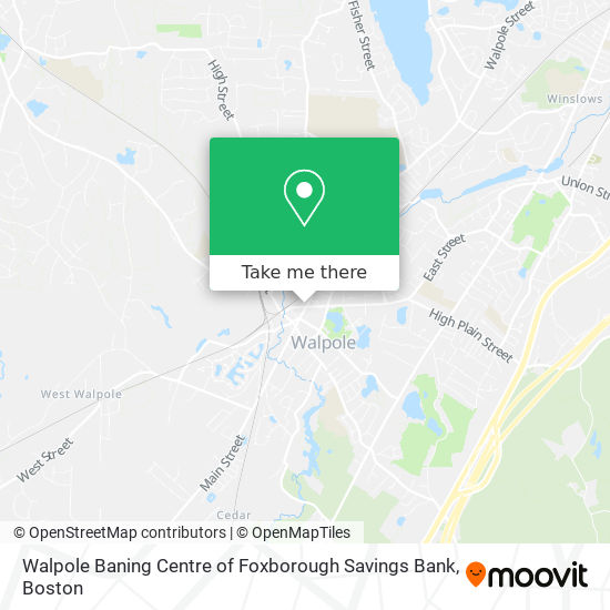 Walpole Baning Centre of Foxborough Savings Bank map