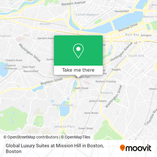 Global Luxury Suites at Mission Hill in Boston map