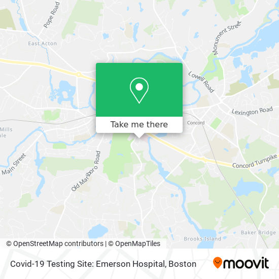 Covid-19 Testing Site: Emerson Hospital map