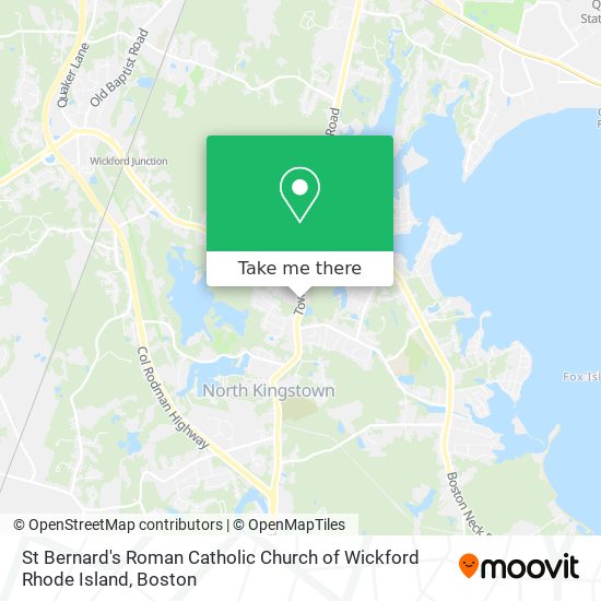 Mapa de St Bernard's Roman Catholic Church of Wickford Rhode Island
