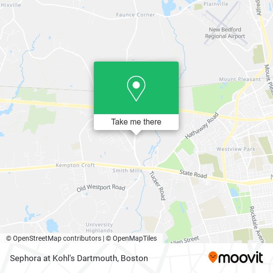 Sephora at Kohl's Dartmouth map