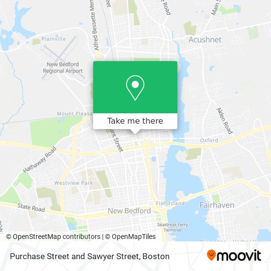 Purchase Street and Sawyer Street map