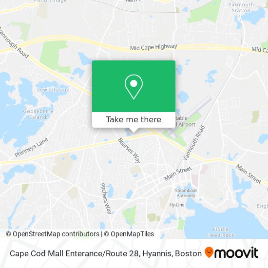 Cape Cod Mall Enterance / Route 28, Hyannis map