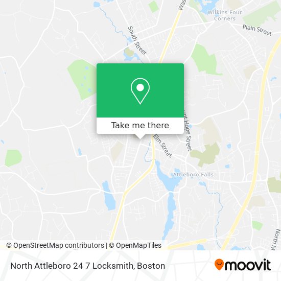Mapa de North Attleboro 24 7 Locksmith