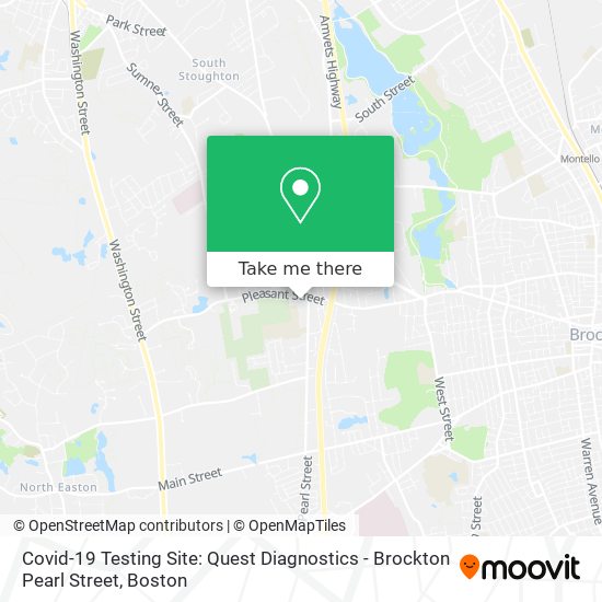 Covid-19 Testing Site: Quest Diagnostics - Brockton Pearl Street map