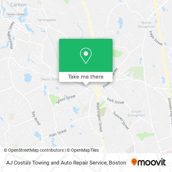 AJ Costa's Towing and Auto Repair Service map