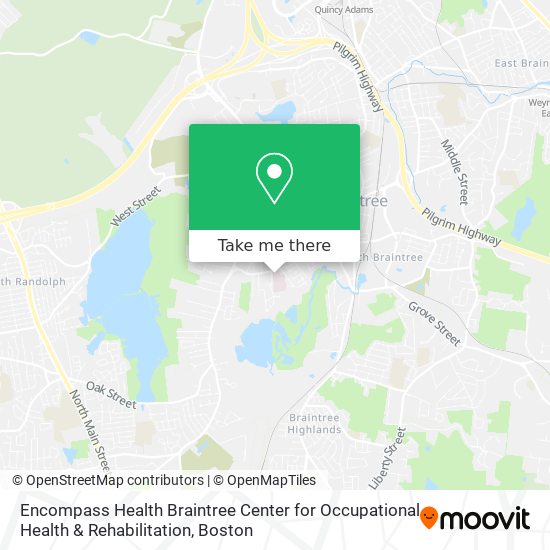 Mapa de Encompass Health Braintree Center for Occupational Health & Rehabilitation
