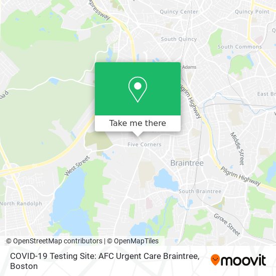 COVID-19 Testing Site: AFC Urgent Care Braintree map