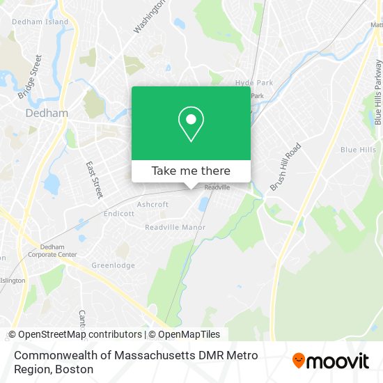 Commonwealth of Massachusetts DMR Metro Region map