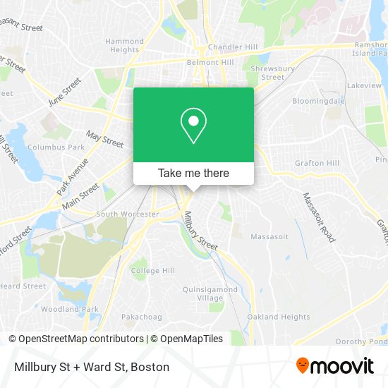 Millbury St + Ward St map