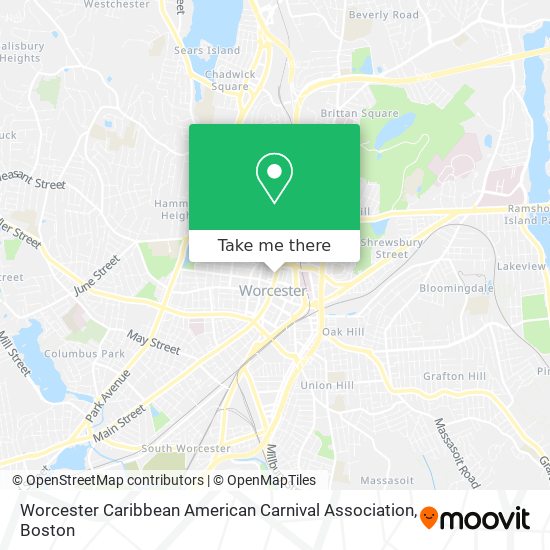 Mapa de Worcester Caribbean American Carnival Association