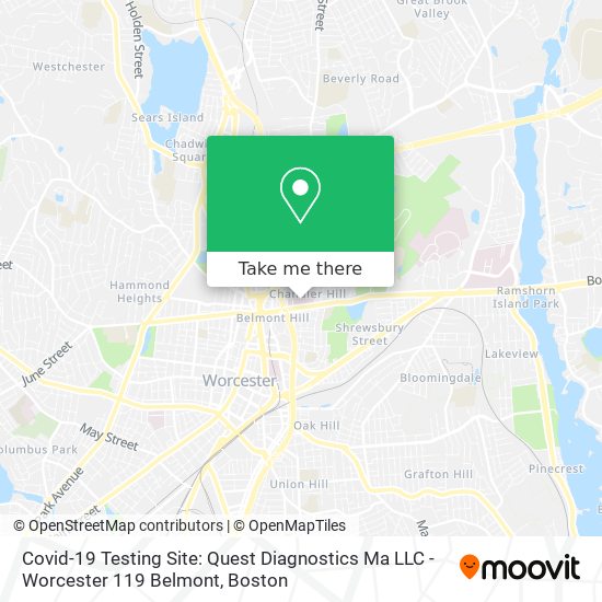 Covid-19 Testing Site: Quest Diagnostics Ma LLC - Worcester 119 Belmont map