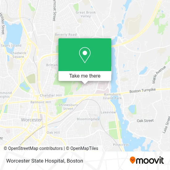 Worcester State Hospital map